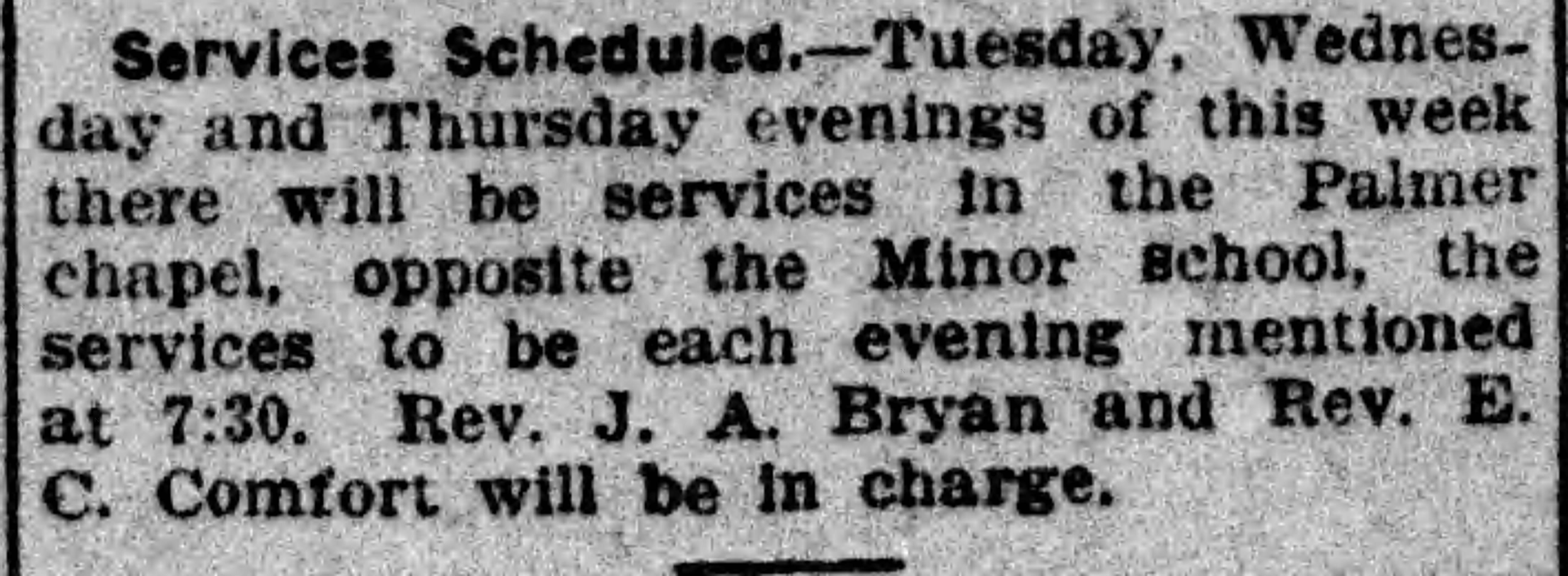 Services at Palmer Chapel